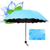 Tre Fällande Svart Beläggning Solskyddsmedel UV Manuell Paraply Utomhus Parasol Dual Använd Vuxna Paraply Blom-