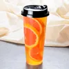 700ml 24oz Disposable Plastic Cups Cold Hot Drinks Juice Coffee Milky Tea Cup Thicken Transparent Drink Tool With Lid 0 45gn YY