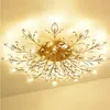 Luzes pós-modernas IluminaçãoEuropa Luxo Cristal led Lâmpadas de teto Tipo de folha Ouro Preto Lustres Para Quarto G4 Lustres Fixtur288k