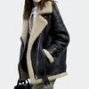 Suede jacket Women PU Jacket Faux Fur Jackets Faux Leather thick Biker Coat Motorcycle outwear Plus Size Oversized winter