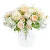 Flores artificiales, peonía falsa hortensia de hortensia de hortensia decoración de plástico claveles de plástico arreglos florales decoración de boda