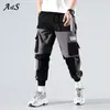 Calças masculinas moda streetwear multi bolsos carga harem hip hop casual masculino corredores calças harajuku pantalones hombres1