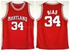 NCAA College 1985 Maryland Terps 34 Len Bias Jerseys Men University Red Yellow White Basket