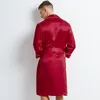 Мужские спящие одежды весна 2021 халат халат красный 100 шелковая ночная рубашка кимоно банное платье сексуальный с длинным рукавом жених свадьбы