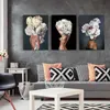 Peinture sur toile abstraite avec plumes de fleurs et femme, affiche d'art murale imprimée, peinture décorative, salon, décoration de la maison, 233T