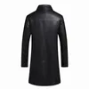 809 Новая мода мужская длинная кожаное пальто овечье шерсть мужчина зимняя траншея длинная куртка