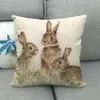 Baby Animal Party Fox Rabbit Cushion Covers Dipinto a mano Animali Fodera per cuscino Fodera per cuscino in lino Decorazione pasquale RRA2685