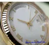 Orijinal Kutusu Ile Saatı Casual Modern Saatler Unisex Saatler Başkan 118238 18 k Sarı Altın Beyaz Roman Dial 36mm İzle