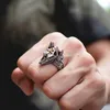 Aço inoxidável Egito Cruz Anubis De Deus Anéis para homens Mulheres Punk Wolf Head Knuckle Ring Declaração Retro Jóias 4432001