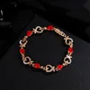 Wholesale-5 colors Beautiful Bracelet for Women Colorful Austrian Crystal Fashion Love Heart Shape Chain Bracelet Bangle Wholesale