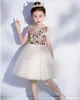 Lace Ball Gown Flower Girls Dresses For Wedding Sequin Birthday Gowns Golden Tulle Beading First Communion Dresses