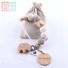 1 pièce, chaîne de sucette pour bébé, Clip en bois d'éléphant, perles géométriques au Crochet, sac de dentition en bois, petite tige, Clips factices, porte-sucette pour bébé5281001642