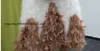 Automne hiver nouveau luxe à capuche couleur bloc de fourrure d'autruche plume patchwork moyen long gilet de fourrure sans manches manteau casacos M L