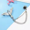 Gold Silver Alloy Bird Brooches Coat Pins Collar Chain Women Men Suit Dress Accessories Party Jewelry