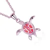 Collier pendentif tortues animaux, opale bleue naturelle, bijoux pour femmes, alliage d'argent, tortue de plage élégante, colliers 2839