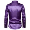 Formel hommes fête smoking chemises Slim balle mariage soie-like Satin à manches longues robe chemises hommes automne vêtements hauts paillettes Shirt211E