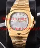 11-farbige Herren-Datumsuhren Nautilus 18 Karat Gelbgold 40 mm mechanische Automatikuhr Herrenuhren mit transparenter Rückseite