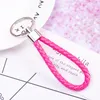 New handmade PU Leather Keychain Braided String Rope Metal Key Ring Woven Cord chains Holder DIY Jewelry Accessories