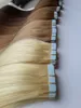 Nastro in estensioni dei capelli 100% remy capelli umani doppio nastro adesivo della pelle senza cuciture estensioni dei capelli naturali di trama naturale 40pcs lungo diritti setosi per le donne