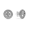 NEW 925 Sterling Silver Vintage Allure Stud Earrings Original Box for Pandora 18K Rose gold cz diamond Women Luxury designer Earring set