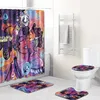 Le rideau de douche africain 4 pièces, ensembles de tapis de salle de bain pour femmes et hommes, tapis de bain antidérapant, tapis de toilette pour décoration de maison Drop6348812