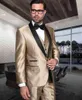 Smoking da sposo oro scialle nero risvolto Groomsman matrimonio abito da 3 pezzi moda uomo business giacca da ballo blazer (giacca + pantaloni + cravatta + gilet) 2592