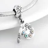 Haute qualité 925 Sterling Silver Coloré CZ palette de brosses Pendentifs Perles Fit Original Pandora Charm Bracelet Fabrication de Bijoux V191220