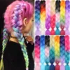 24 inch Jumbo vlechten Kanekalon Lange Ombre Jumbo Synthetisch Vlechten Haar Haak Blonde Roze Blauw Grijs Hair Extensions Afrikaans