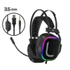 Färgglada LED Gaming Hörlurar USB 7.1 Girl Pink Noise Cancelling Stereo Headset för PC Dator Laptop Telefon Spel 3,5 mm Mic hörlurar