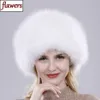 2019新しいスタイルの冬のロシアの100％天然の本物のキツネの毛皮の帽子女性品質の本物のキツネの毛皮の爆弾帽子ホットリアル本物のキツネの毛皮のキャップ