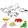 Dinozaur Cookie Cutter Set Ze Stali Nierdzewnej Zwierząt Kremówka Ciasto Ciasto Ciasto Dekorowanie Narzędzia Pieczenia JK2007XB