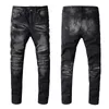 SellingTop Quality Brand Designer AMR Men denim Slim Jeans Embroidery Pants Fashion Holes Trushers Us Size 28-40254H