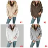 Женщины Sherpa Fleece Hoodie с капюшоном Пуловеры Толстовка с длинным рукавом на молнии Outwear карман толстовки Плюшевые стоять воротник пальто пуловер LJJA3116