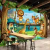 Affreschi Tappezzerie 3D bella foresta Cartoon Animal World Photo Wallpaper per Bambini Papier Peint Enfant Eco-Friendly