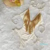 Fashion- One Piece Swimsuit 2020 Kobiety Wysoka Talia Stroje Kąpielowe Teael Backless Wyściełane Kostium Kąpielowy Wysokiej cięcia kobiety Monokini