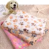 Comfortable Pet Dog Diaper Pads Bed Mats Sleep Flora Paw Print Puppy Fleece Soft Blanket Beds Mat For Cat Small Supplies