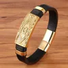 Genuine Leather Bracelet Gold Color Easy Hook Totem/Geometric/Scorpion Pattern Jewelry For Birthday Blessing Gift