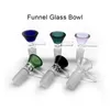 Funnel 14mm 18mm Glass Bowls With Male Joint 5 Colors Glass Bong Bowl Piece For Glass Water Bongs Dab Rig Pipes
