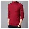 Hiver épais chaud solide pull hommes col roulé marque hommes chandails Slim Fit pull hommes tricots mâle Double col