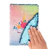 Ny presentflickor älskar magisk paljett unicorn dagbok anteckningsbok journal diy personlig dagbok glitter reversibelt paljettskolekontor anteckningar 9 färg