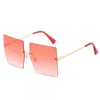 Lunettes de soleil en métal sans cadre surdimensionnées femmes lunettes de soleil élégantes sans monture 6 couleurs Cool Designer vente en gros