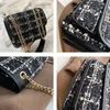 HBP Travel Luggage Bag Shoulder Bag Clutch Fashion Patchwork Color Tweed Crochet Plaid Women Chain Duffle Purse