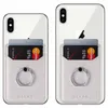 Universal Metal Finger Ring Bracket Back Phone Card Slot 3M Sticker Läder för iPhone XS XR Note10 Stick On Cash ID Kreditkort H2897140