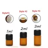 Gratis 1 ml 2 ml 3 ml 5 ml Kleine Braunglasprobenflasche mit Öffnung Minderer schwarze Kappe für die Aromatherapie ätherische Öle