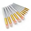 Glitter Makeup Brushes For Foundation Powder Eyeshadow Eyeliner Lip Highlighter Cosmetic Brush Tools 10pcs Make Up Brush Set RRA1967