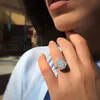 Размер 6-10 Потрясающие роскошные ювелирные изделия 925 Stearling Silver Drop Water White Topaz CZ Diamond Gemstones Party Women Wedding Bridal Ring Gift