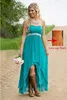 Fanciest Sweetheart Women' Strapless High Low Country Style Bridesmaid Dresses Wedding Party Gowns Turquoise With Crystal Bea202q