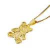 Men Women Charm Gold Silver Bear Pendant Necklace Rhinestone Iced Out Fashion Hip Hop Jewelry Stainless Steel Long Chain Punk Desi3416991