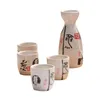 Elegant Japanese Sake Set Ceramic Wine Bottle and Cups Drinkware Gifts White Hand Painted Chinese Calligraphy Dragon Design