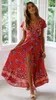 Summer Beach Dresses Mulheres Boho Sexy V-neck Floral Dividir Partido impresso Maxi Vestido New Bohemian férias Casual Longo Mar Vestido J190533